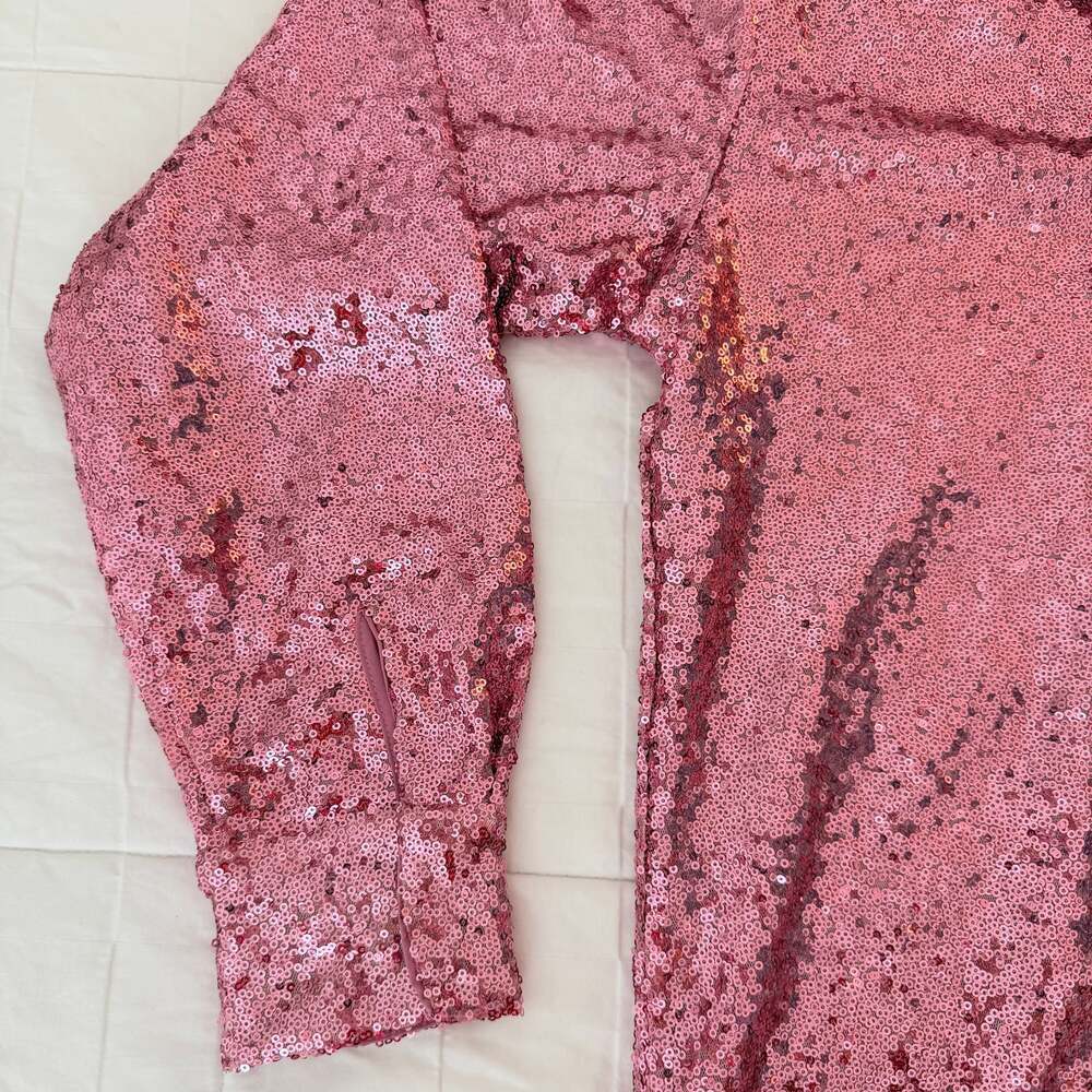 Showpo. Pink Sequin Shirtdress Size 2 - Picture 2 of 6